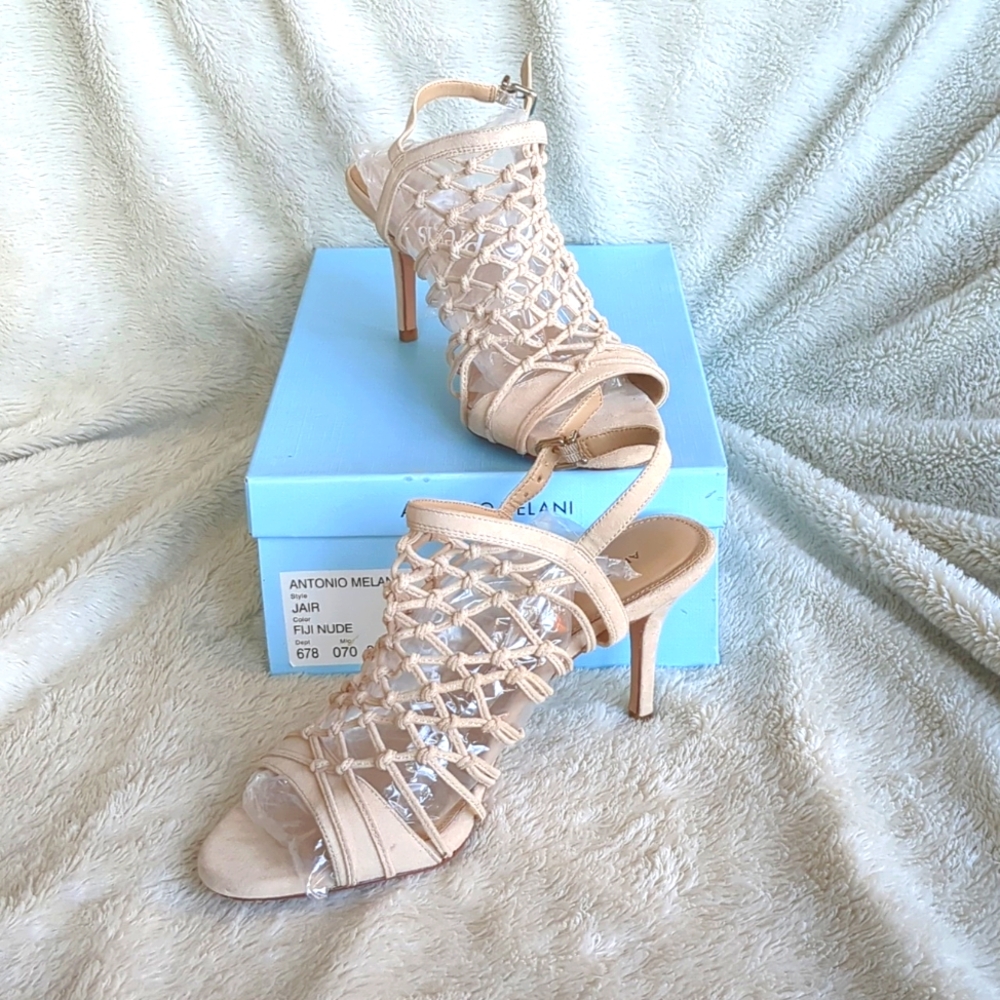 Antonio Melani Jair crochet slingback heels